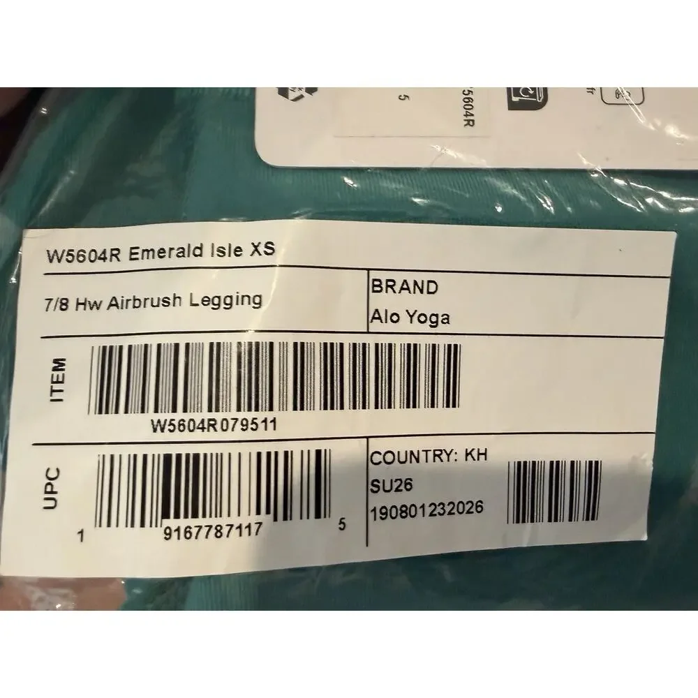 NWT Alo Yoga Airbrush 7/8 High-Waist Ankle Leggings- Emerald Isle -Solid Logo XS